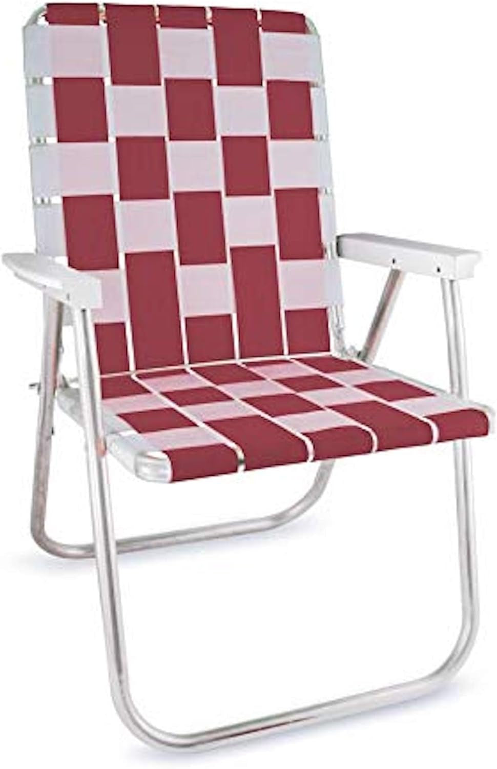 Folding Aluminum Outdoor Patio Chair | Durable Webbed Design for Camping, Sports, Beach, Yard & Tailgating | Lightweight and Portable | Classic Green/Yellow Color