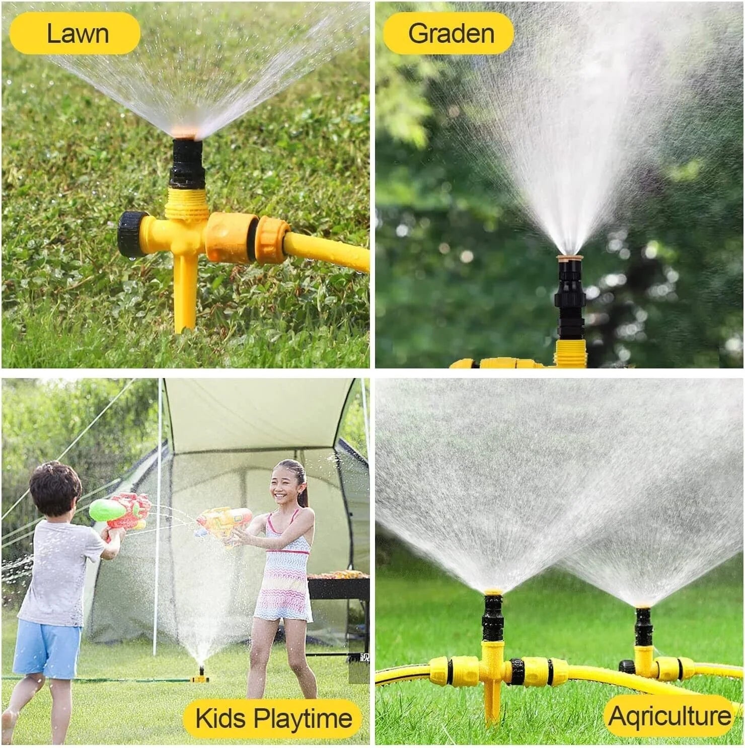 360° Rotating Automatic Irrigation System for Garden and Lawn - Water-Saving Sprinkler for Patios - Made in the USA