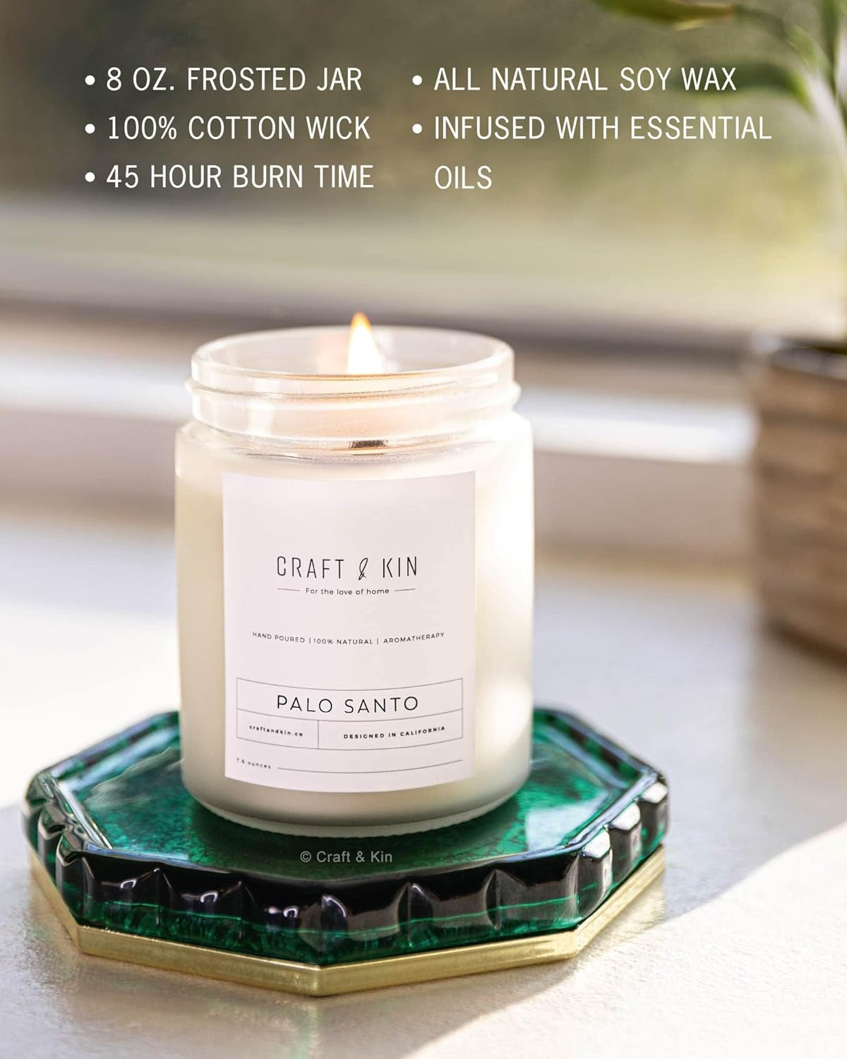 Palo Santo Fall Scented Candle | 8 oz | 45-Hour Burn Time | Classic Soy Woodwick | Natural Soy | Ideal Gifts for Men and Women