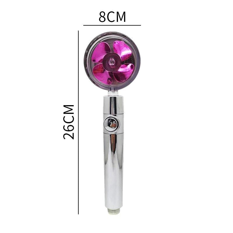 Adjustable High-Pressure Shower Head with 360° Rotation and Water-Saving Turbine Technology