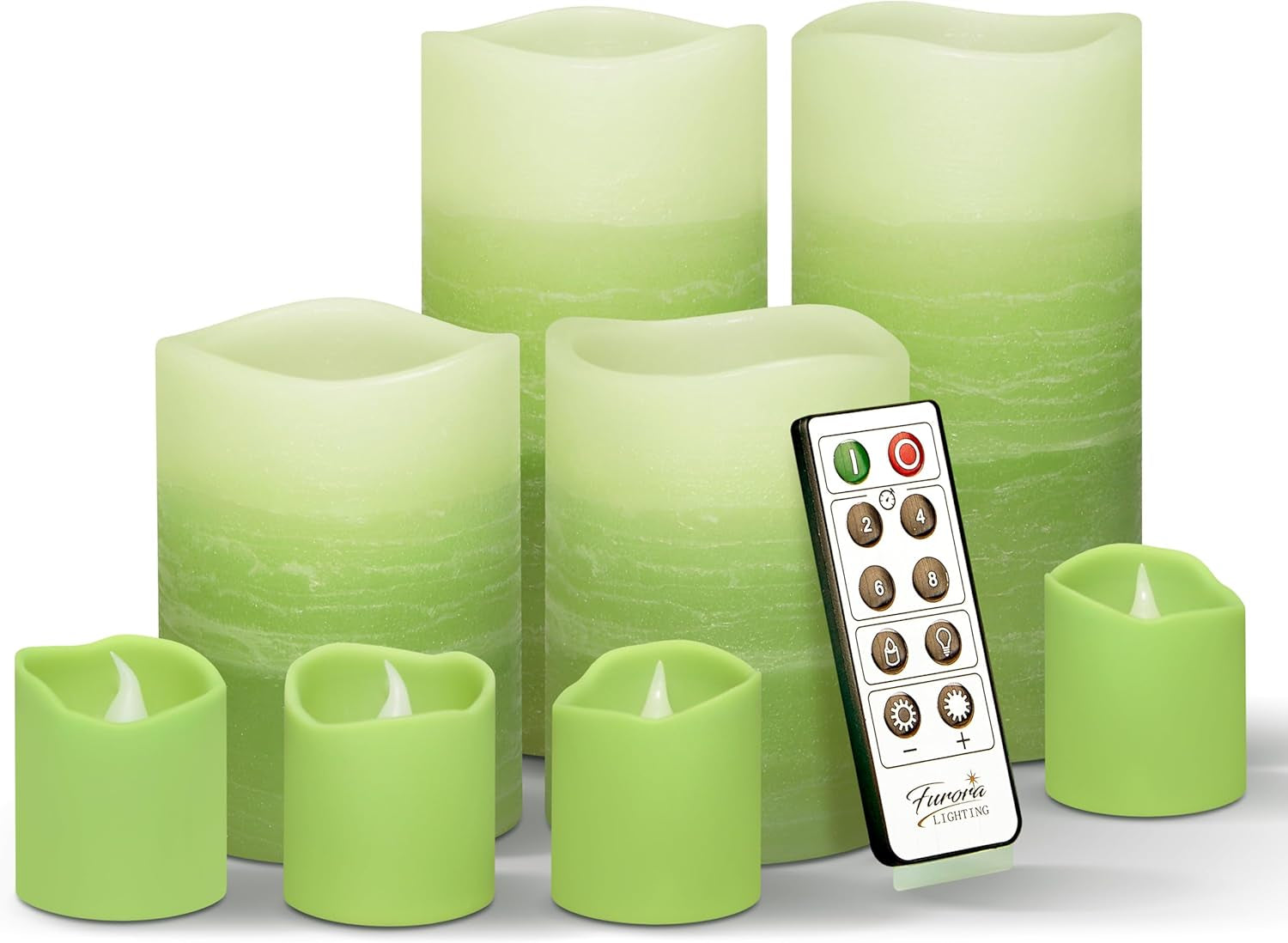Ivory Real Wax Flameless Candle Set with Remote and Timer, Includes 4 Pillars and 4 Votives, Ideal for Home Décor, Batteries Included