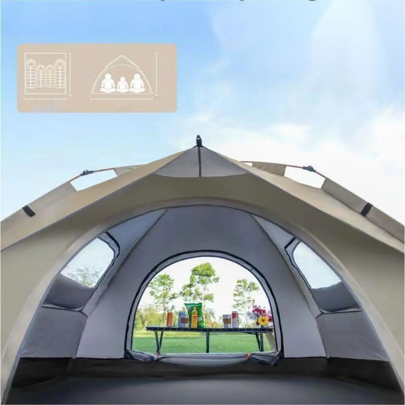 Professional Outdoor Sunshade Camping Tent with Dual Entrances and Windows for Self-Driving Adventures