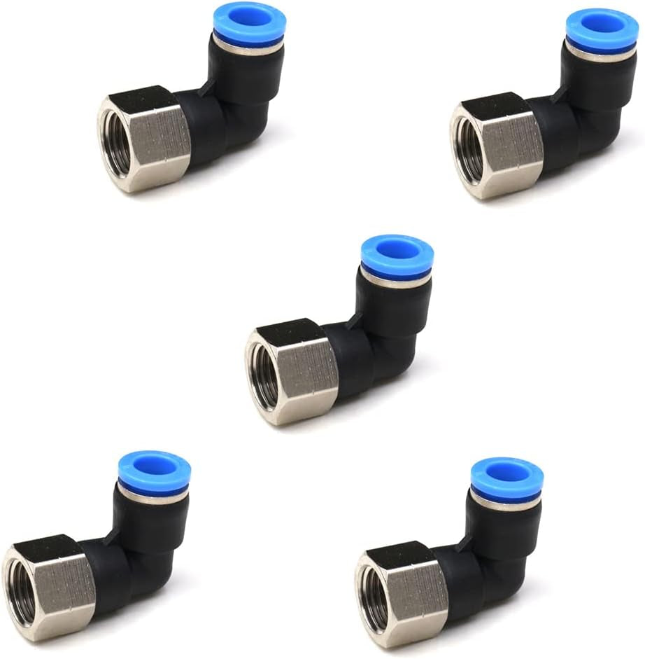 3/8" Elbow Male Push-to-Connect Air Fittings - 90 Degree Pneumatic Connectors for 1/4" Tubing OD and 3/8" NPT Thread, Pack of 5