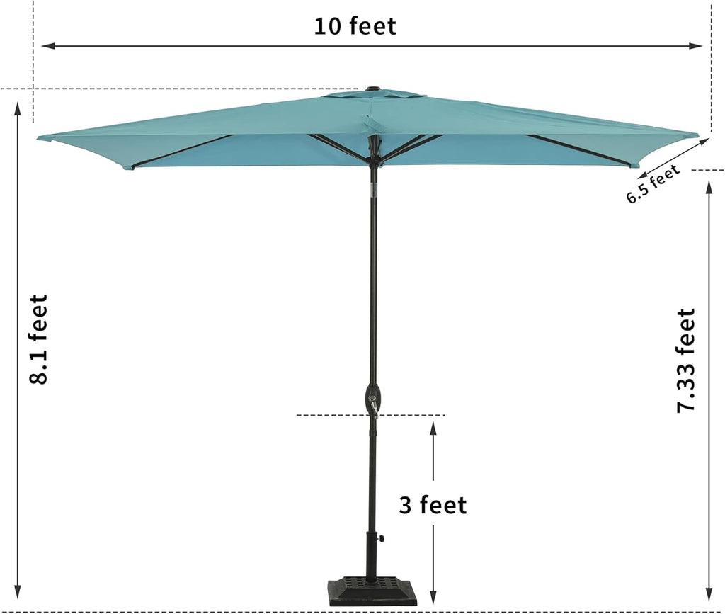 10FT x 6.5FT Outdoor Patio Umbrella with Push Button Tilt and Crank for Poolside, Market, Garden, Lawn, Backyard, Deck, and Beach Use