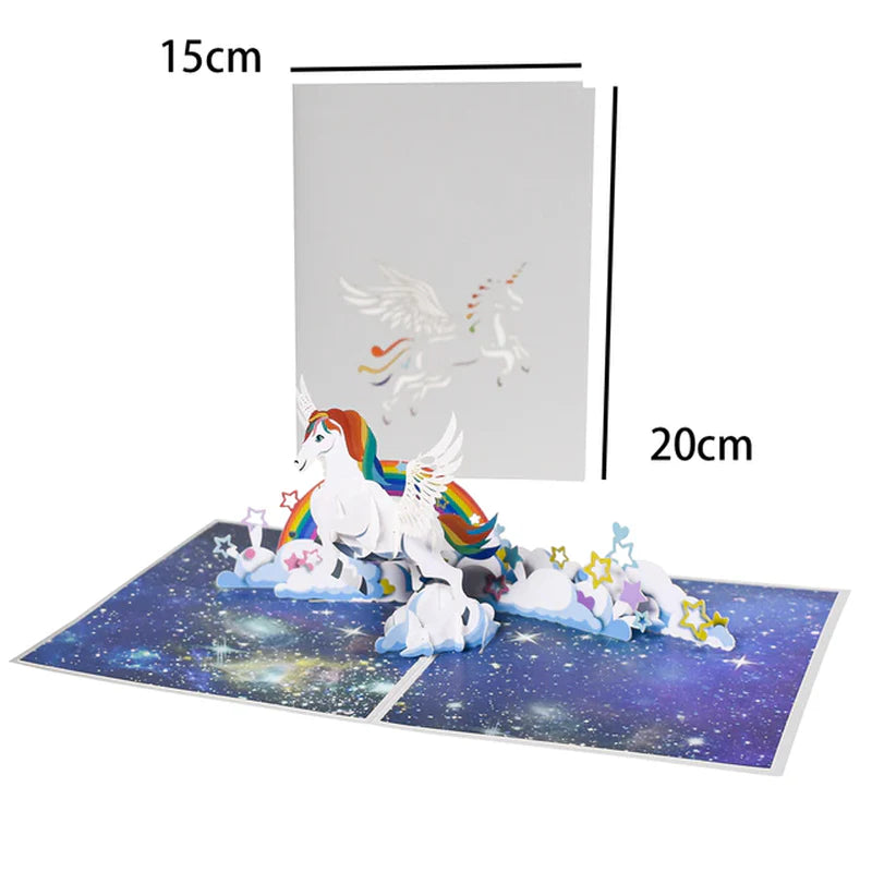3D Pop-Up Butterfly Unicorn Birthday Card for Children - Adorable Animal Greeting Card for Baby Showers and Special Occasions