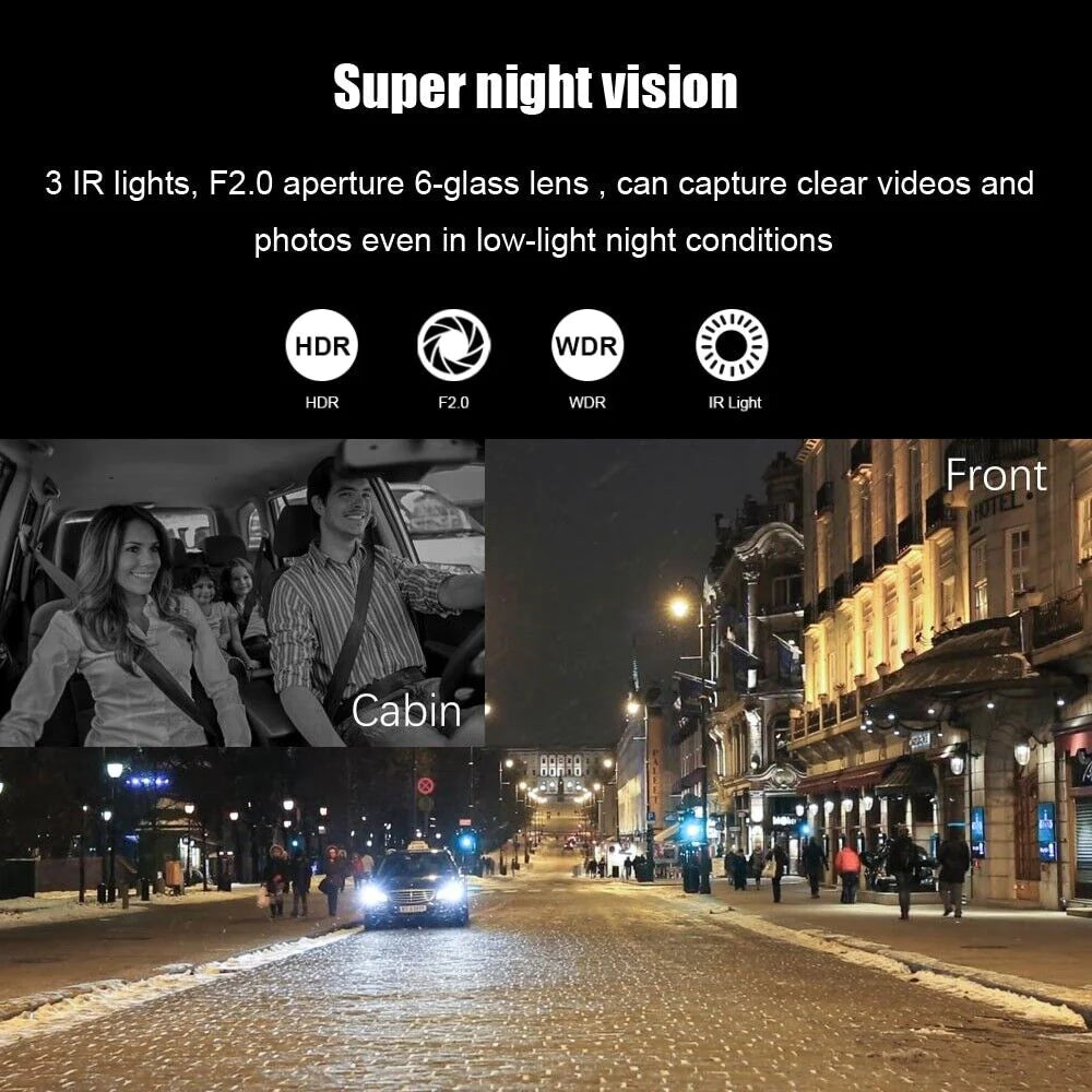 1080P Dual Lens Car Dash Cam with G-Sensor and Front/Interior Cameras