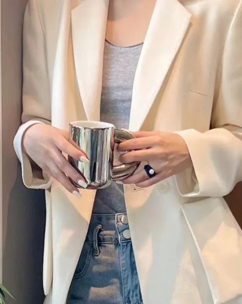 Handcrafted Ceramic Chubby Mugs with Twisted Handles - Distinctive Tea and Coffee Cups
