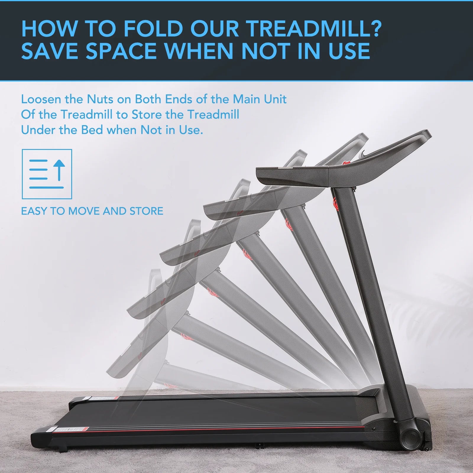 Folding Bluetooth Treadmill with Voice Control for Home Use