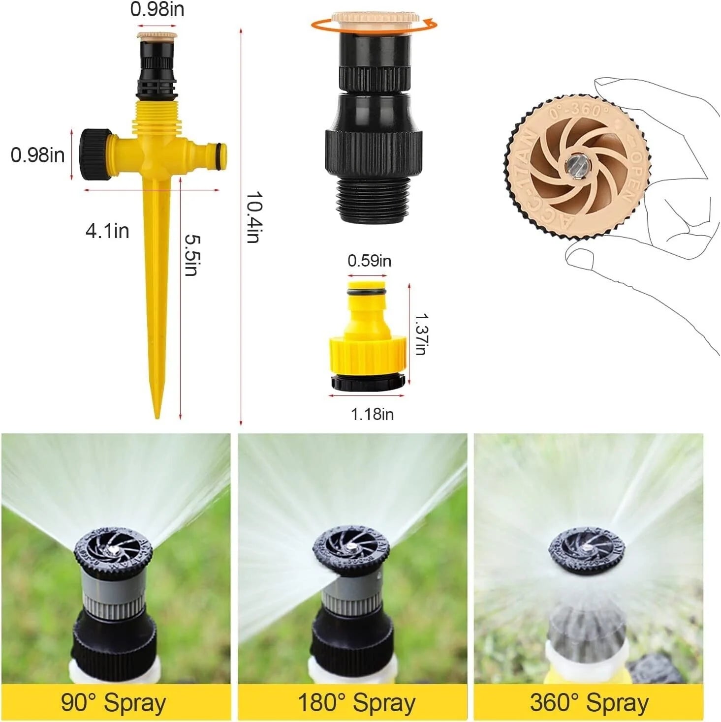 360° Rotating Automatic Irrigation System for Garden and Lawn - Water-Saving Sprinkler for Patios - Made in the USA