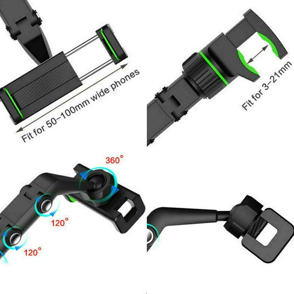 360° Adjustable Car Rearview Mirror Phone Holder Mount - Multifunctional Design