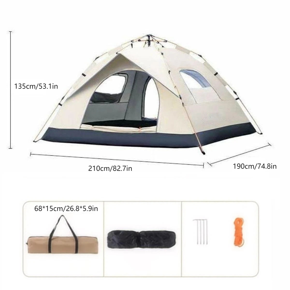 Professional Outdoor Sunshade Camping Tent with Dual Entrances and Windows for Self-Driving Adventures