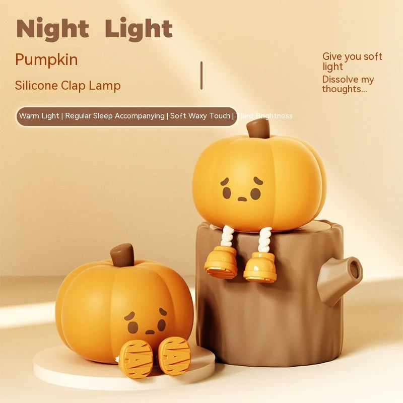 Halloween Pumpkin Night Light - Soft Silicone Touch Dimmable Rechargeable Lamp for Kids' Bedroom Decor and Holiday Decorations