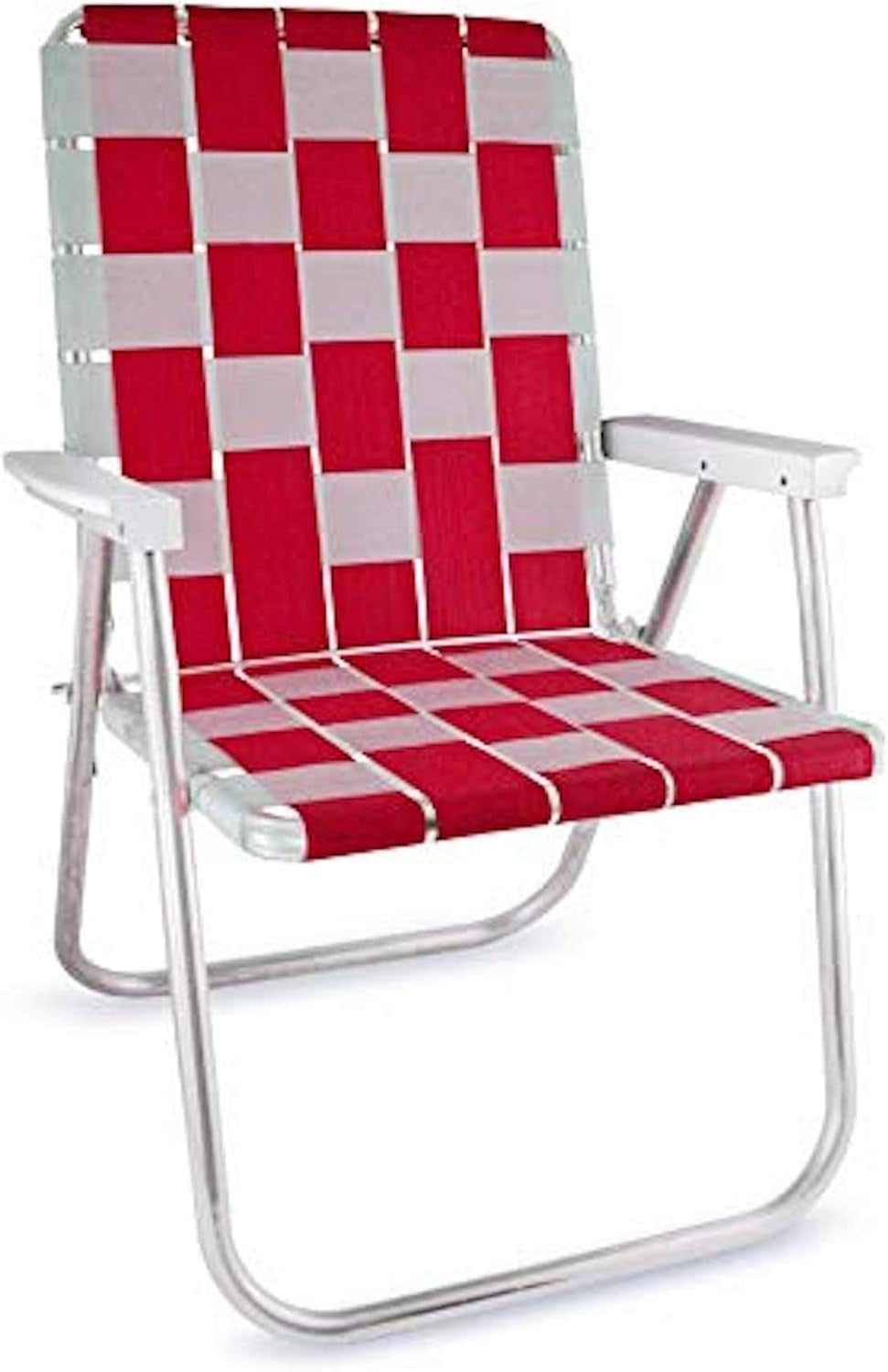 Folding Aluminum Outdoor Patio Chair | Durable Webbed Design for Camping, Sports, Beach, Yard & Tailgating | Lightweight and Portable | Classic Green/Yellow Color
