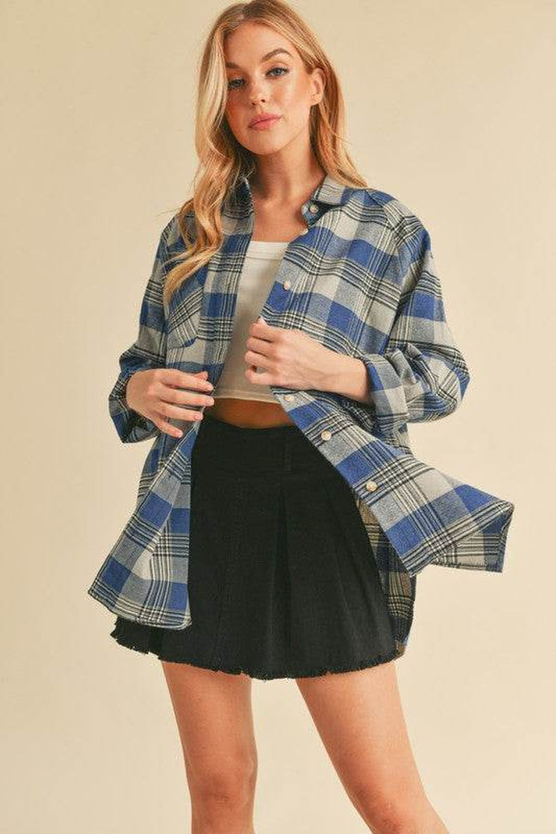 Jocia Plaid Flannel Button-Up Shirt