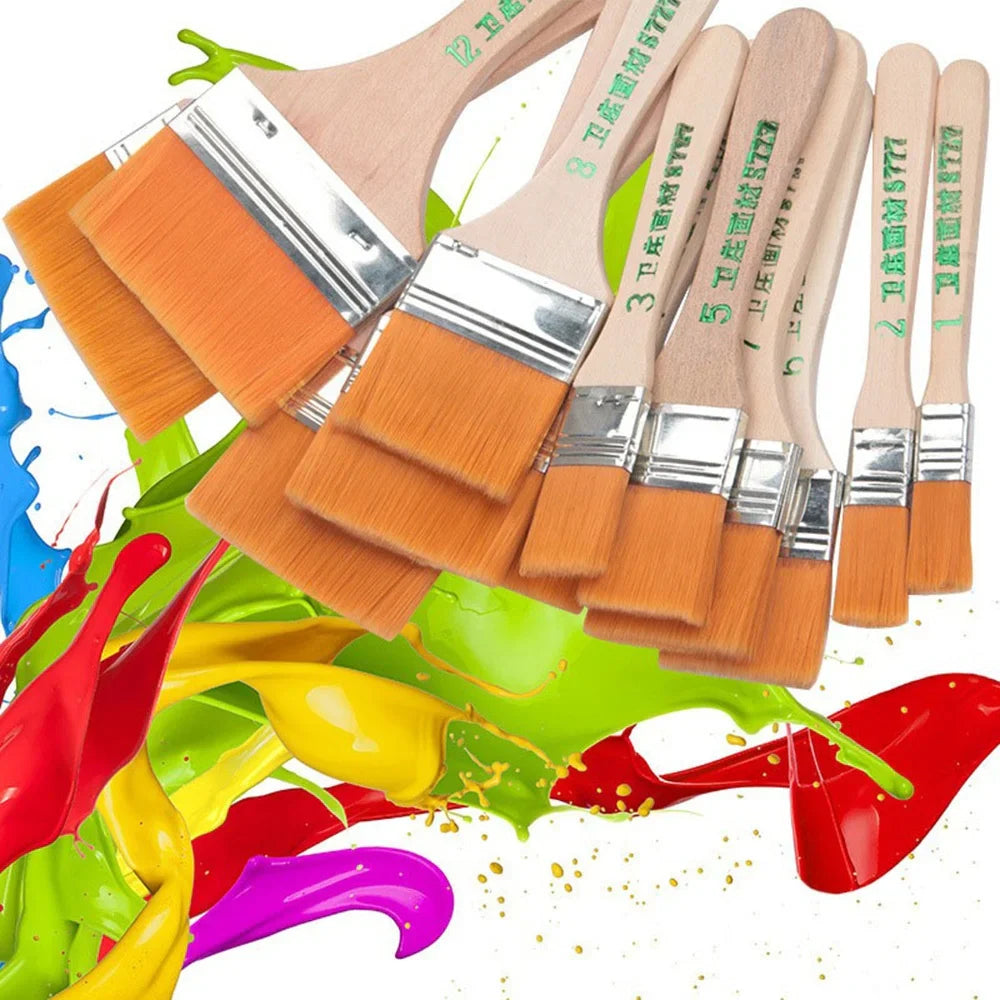 Assorted Size Nylon Flat Art Paint Brushes Set