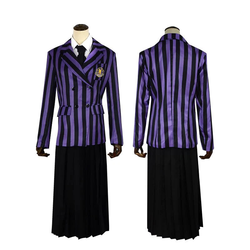 Wednesday Addams Nevermore Academy Cosplay Costume Set for Students - Unisex School Uniform Outfit