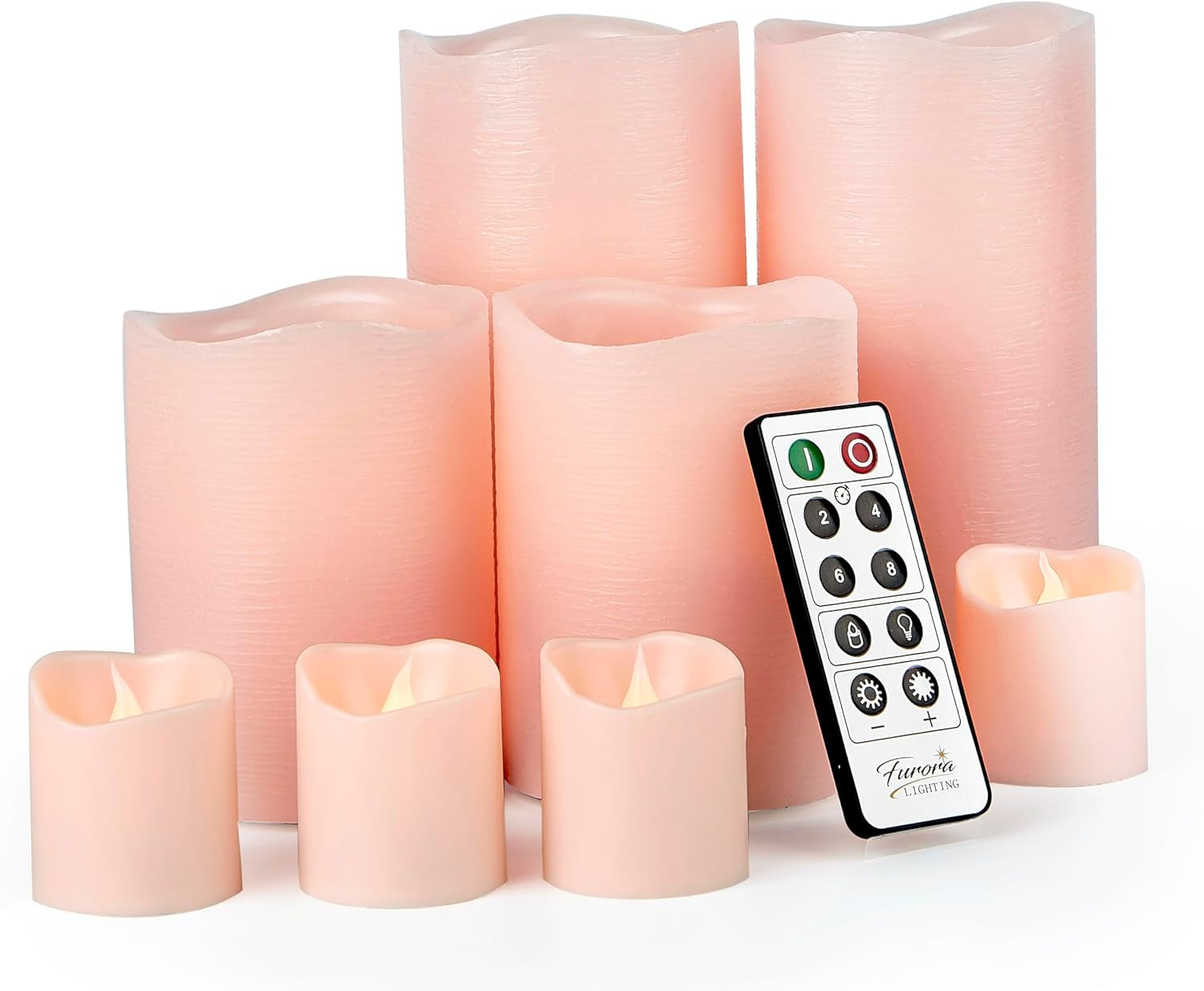 Ivory Real Wax Flameless Candle Set with Remote and Timer, Includes 4 Pillars and 4 Votives, Ideal for Home Décor, Batteries Included