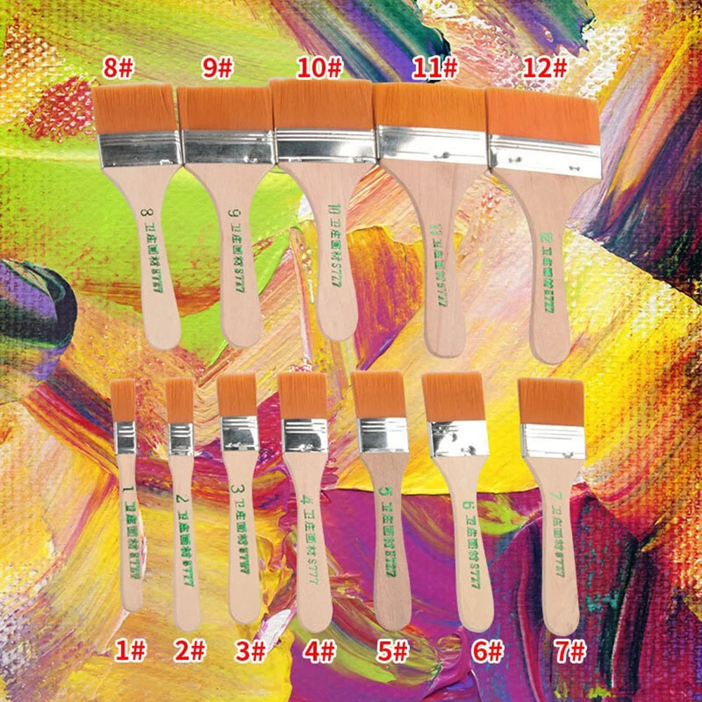 Assorted Size Nylon Flat Art Paint Brushes Set