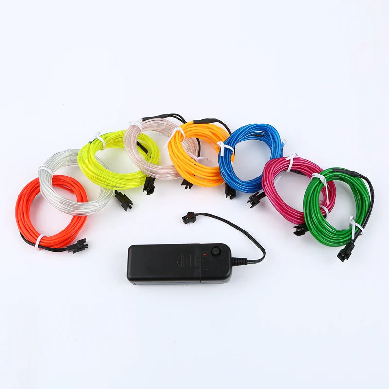 Neon LED EL Wire String Light with Controller for Decorative Use in Cars and Events