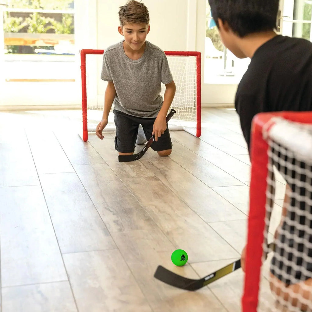 Soft Foam Mini Hockey Balls - Set of 6 for Knee and Floor Hockey, Includes 2 Indoor Balls