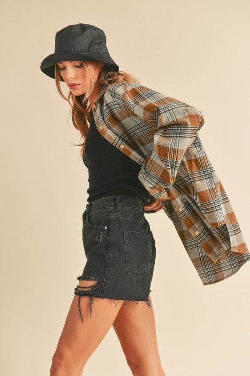 Jocia Plaid Flannel Button-Up Shirt