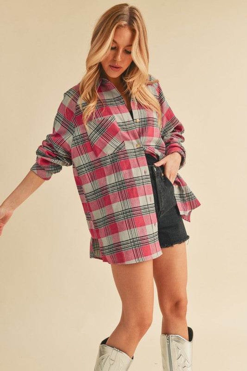 Jocia Plaid Flannel Button-Up Shirt