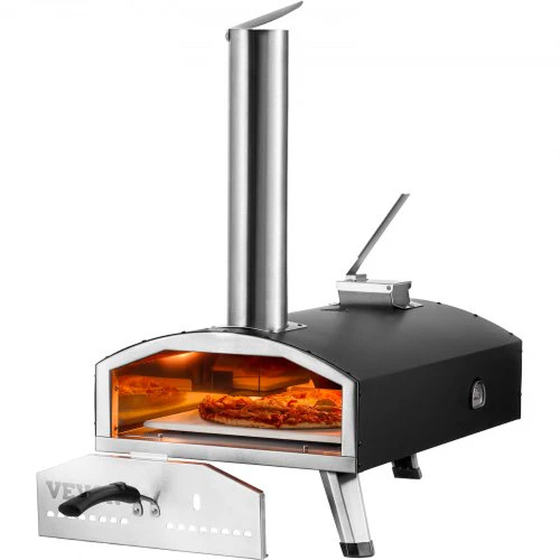 VEVOR 12" Portable Outdoor Wood Pellet Pizza Oven - Iron Spray Finish for Camping