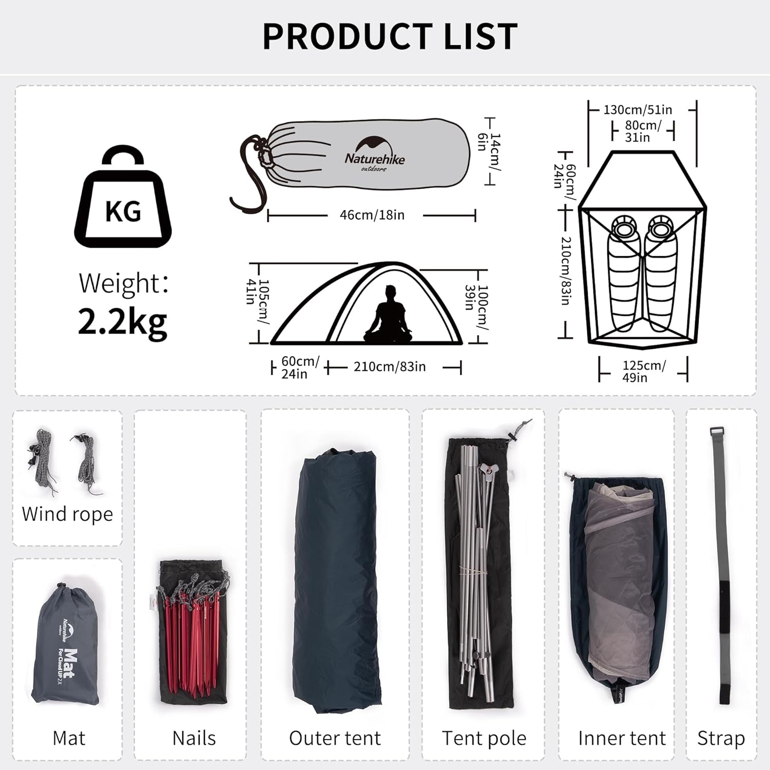 Cloud-Up 3-Person Lightweight Backpacking Tent with Footprint - 3-Season Freestanding Dome for Camping and Hiking, Waterproof Design
