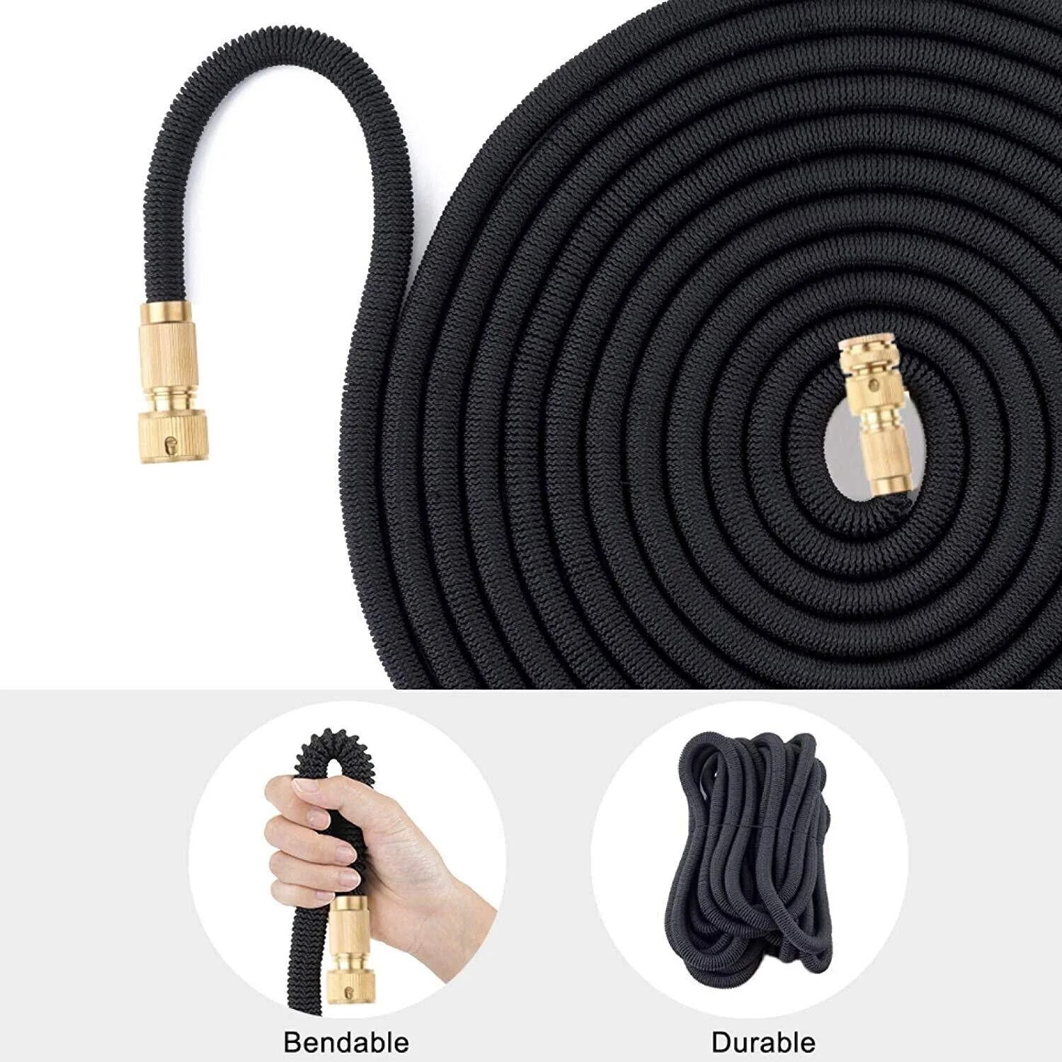 Deluxe Expandable Flexible Garden Hose - 25, 50, 75, 100FT - 4X Stronger Design
