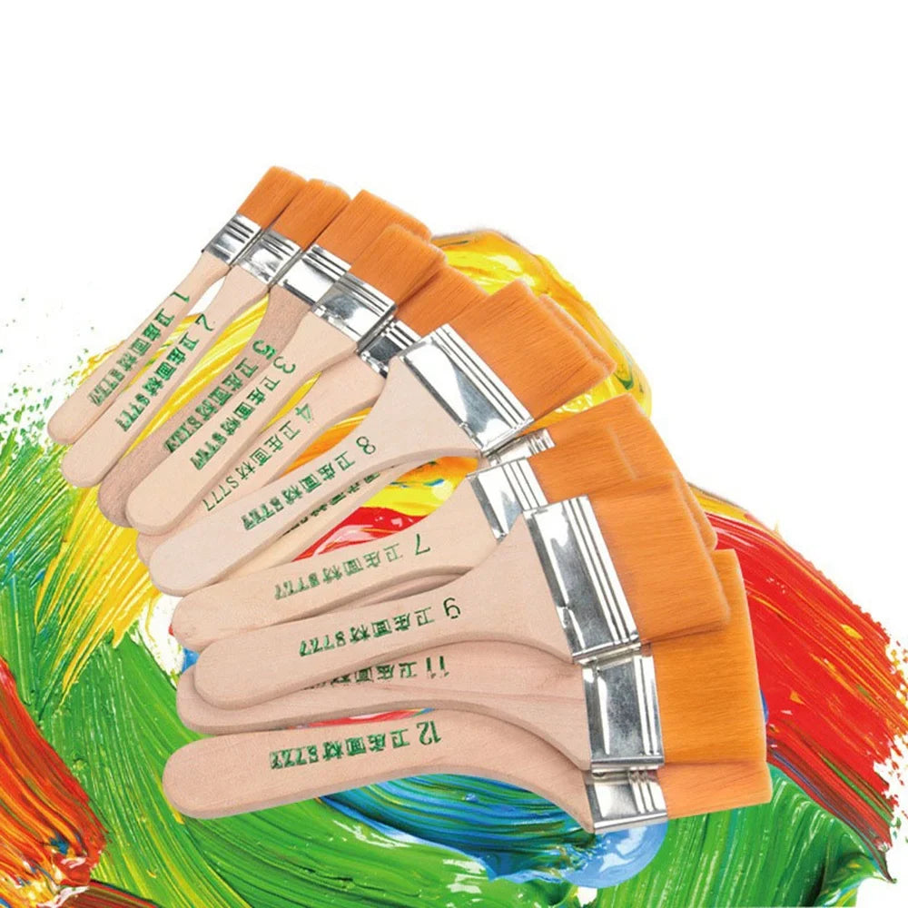 Assorted Size Nylon Flat Art Paint Brushes Set
