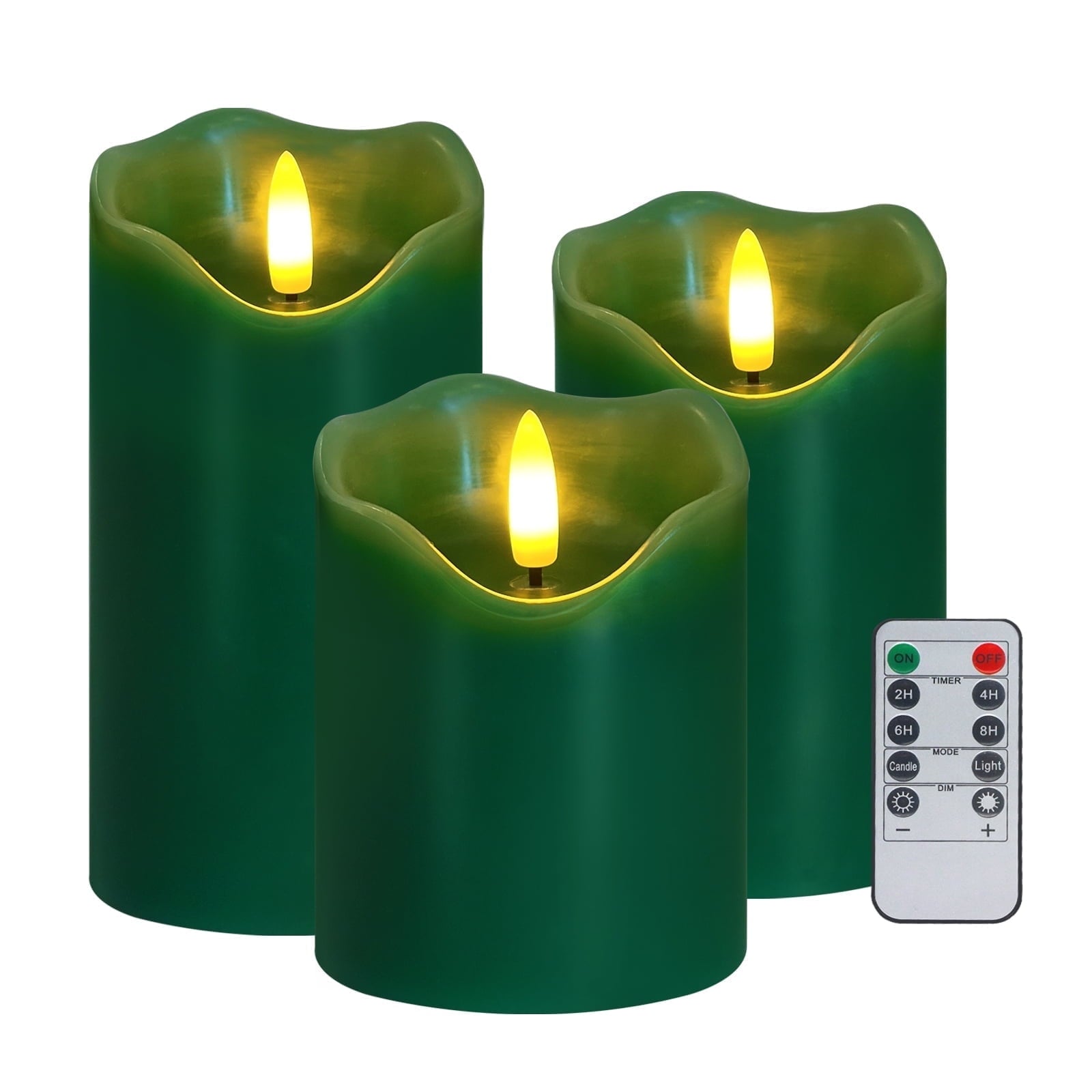 Set of 3 White Flameless LED Pillar Candles with Remote Control and Timer - Dimmable Battery-Operated Electric Candles for Holiday Decor