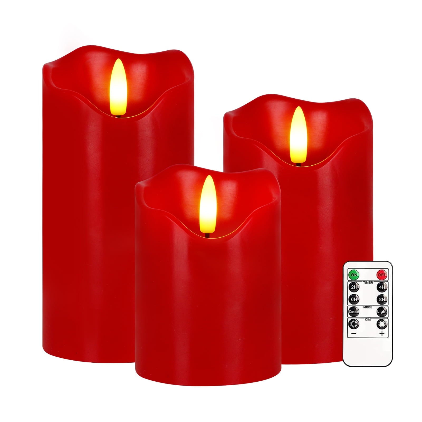 Set of 3 White Flameless LED Pillar Candles with Remote Control and Timer - Dimmable Battery-Operated Electric Candles for Holiday Decor