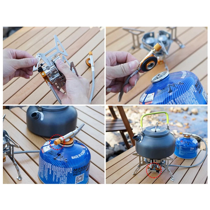 Portable Foldable Outdoor Camping Gas Stove with Three Burners - 5800W High-Power Windproof Burner for Travel, Picnics, and BBQs