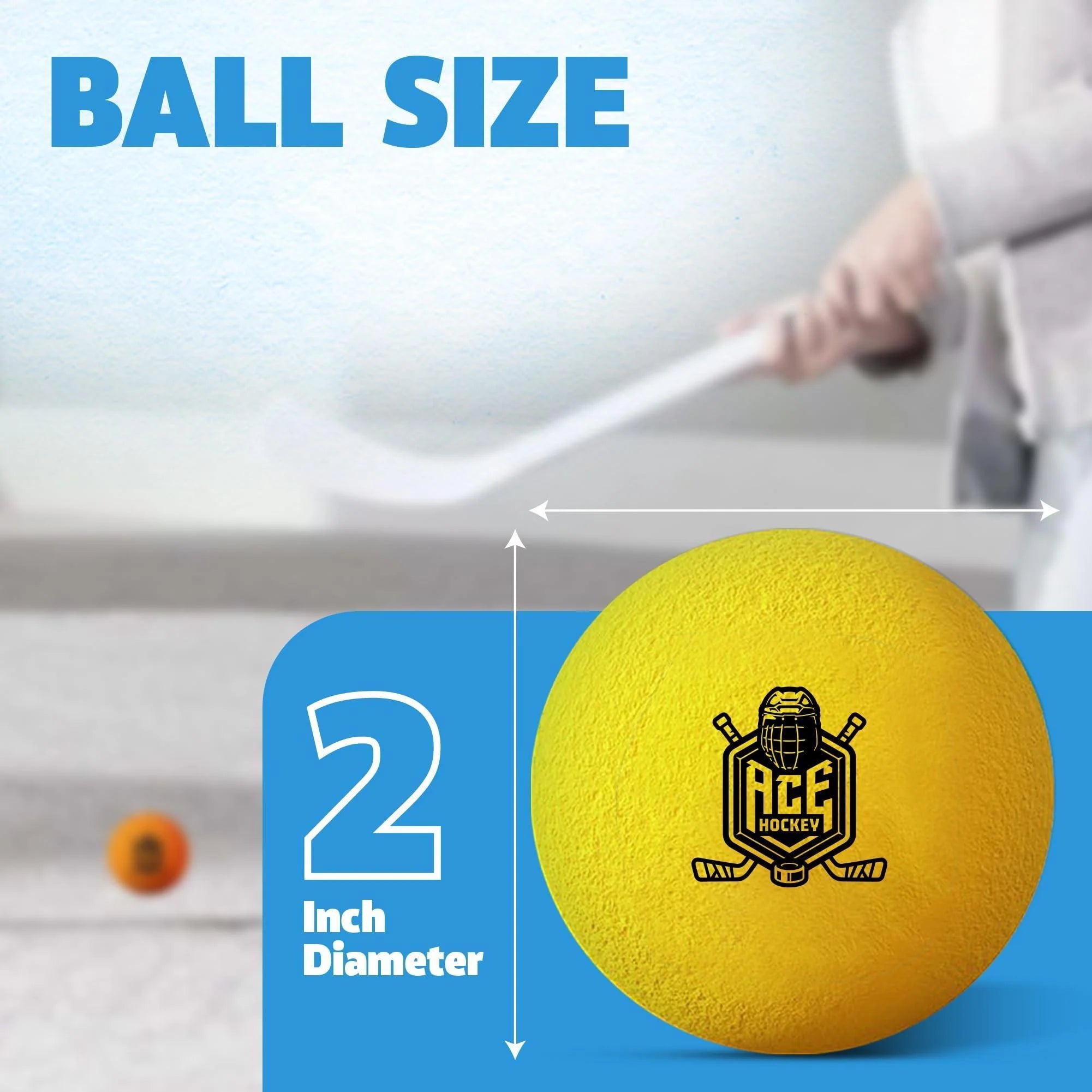 Soft Foam Mini Hockey Balls - Set of 6 for Knee and Floor Hockey, Includes 2 Indoor Balls