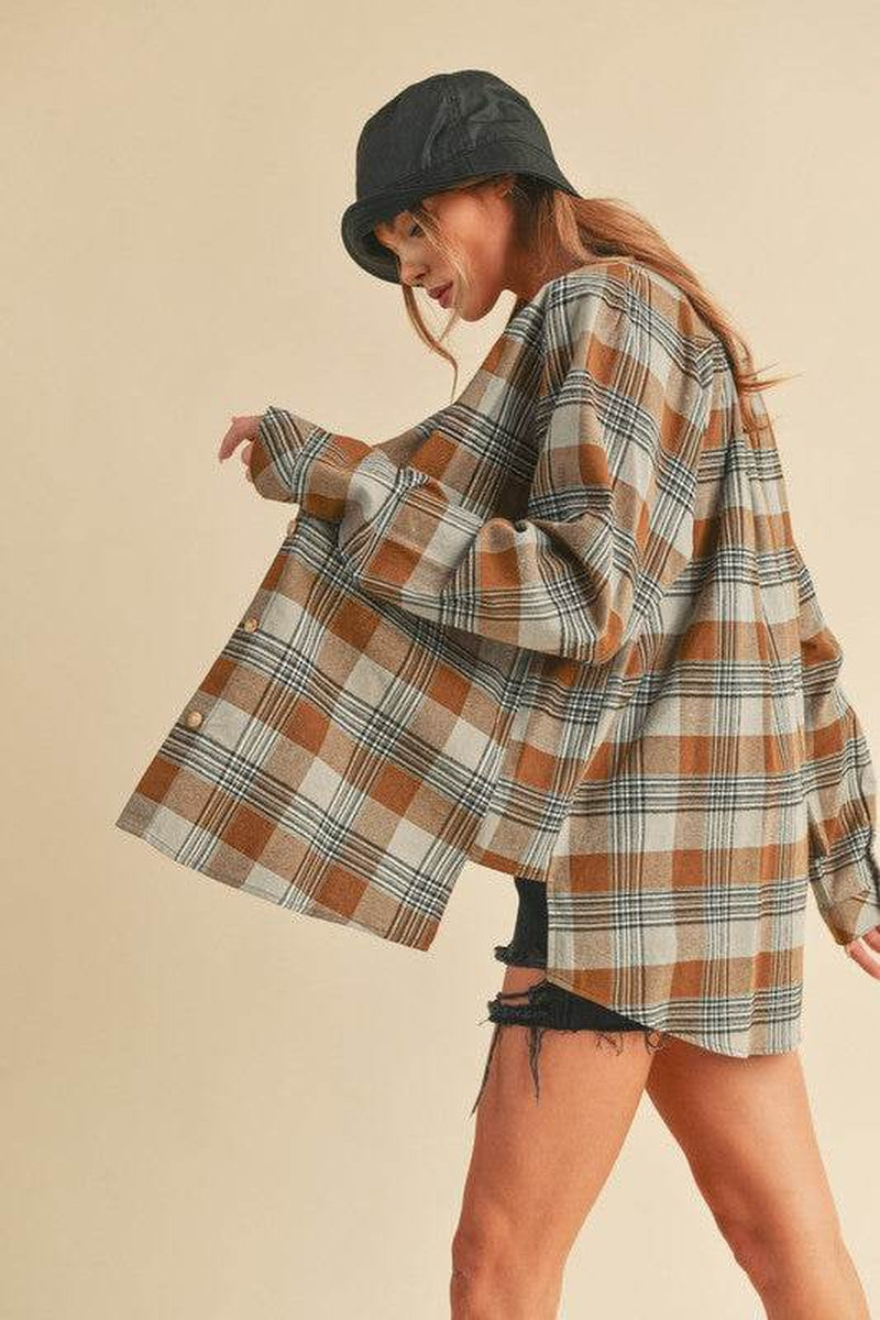 Jocia Plaid Flannel Button-Up Shirt