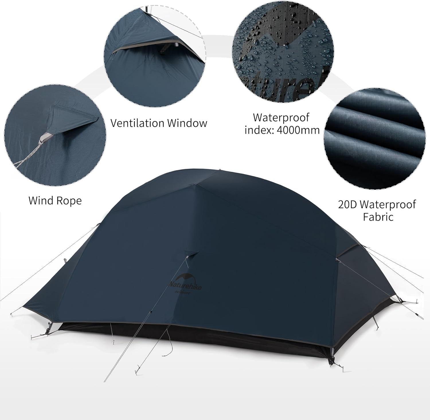 Cloud-Up 3-Person Lightweight Backpacking Tent with Footprint - 3-Season Freestanding Dome for Camping and Hiking, Waterproof Design