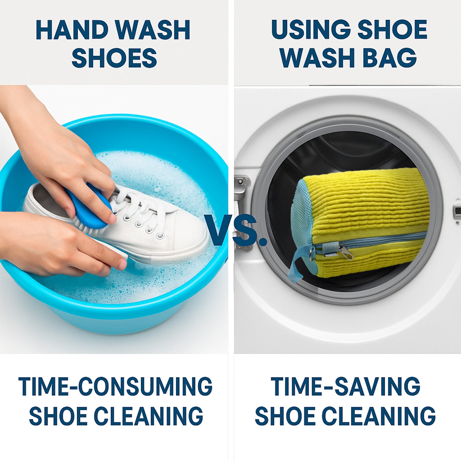 Set of 4 Reusable Shoe Washing Machine Bags with Zipper Lock - Laundry Bags for Washer and Dryer