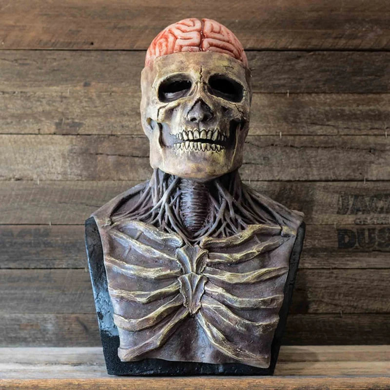 3D Realistic Full Head Skull Mask with Movable Jaw - Latex Skeleton Mask for Halloween and Masquerade Events