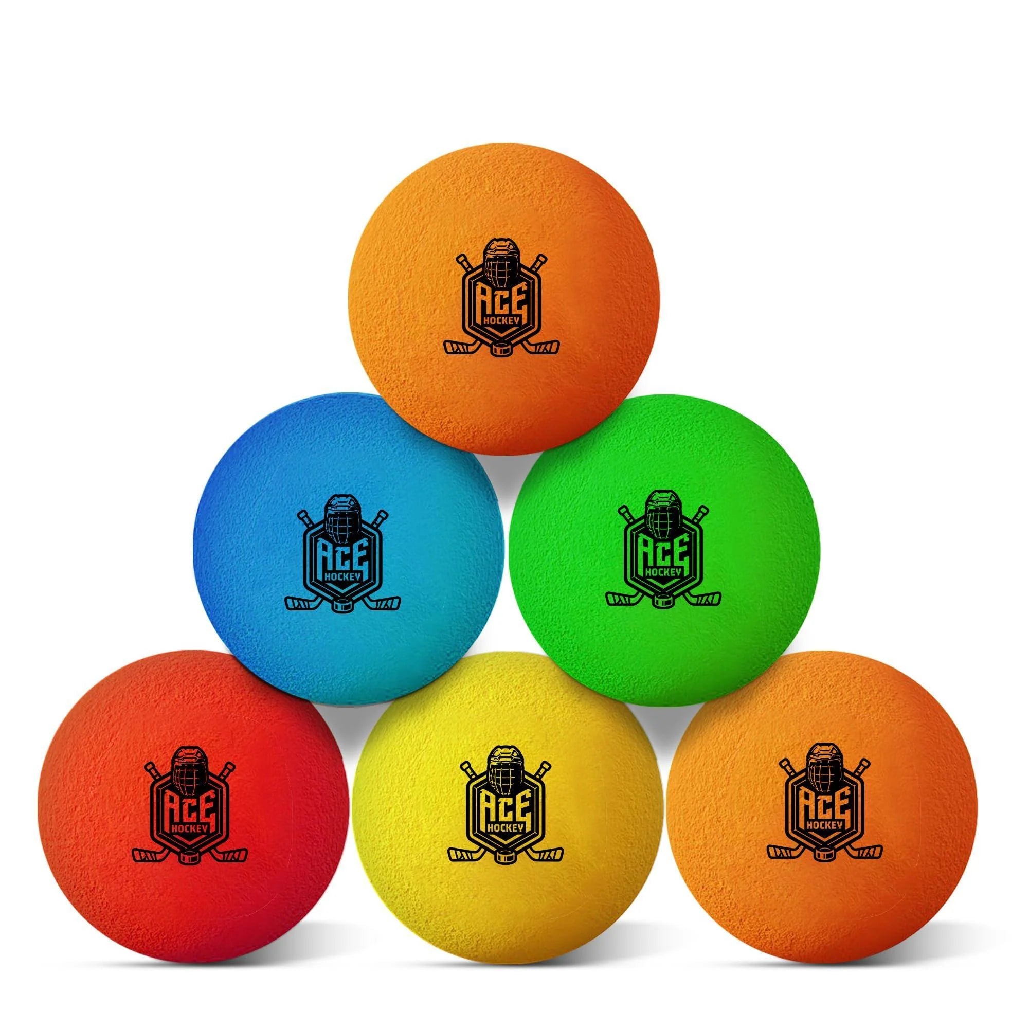 Soft Foam Mini Hockey Balls - Set of 6 for Knee and Floor Hockey, Includes 2 Indoor Balls