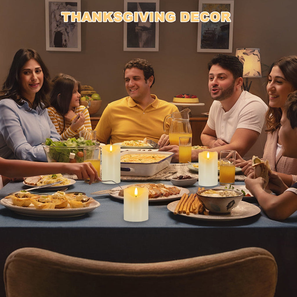 Set of 3 White Flameless LED Pillar Candles with Remote Control and Timer - Dimmable Battery-Operated Electric Candles for Holiday Decor