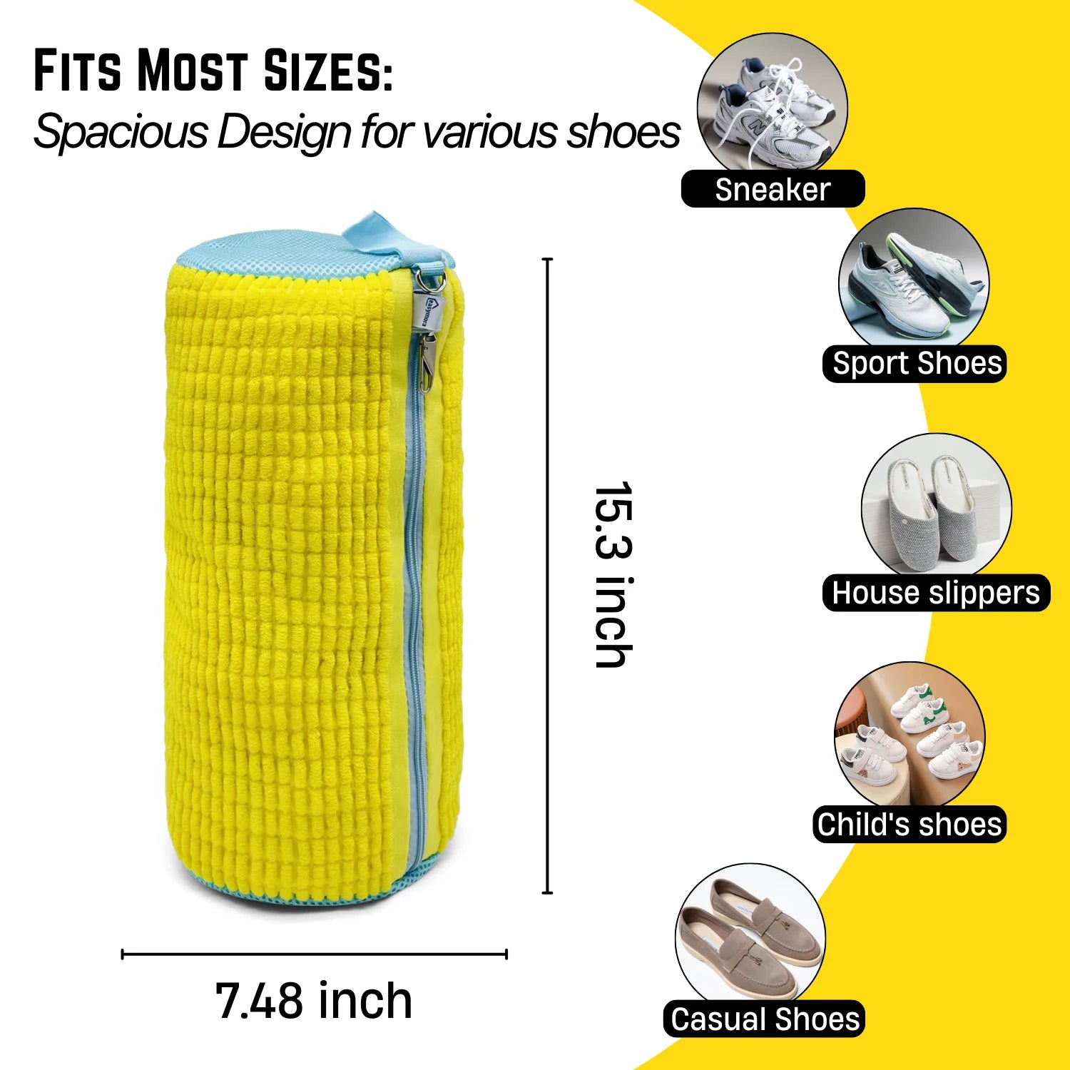Set of 4 Reusable Shoe Washing Machine Bags with Zipper Lock - Laundry Bags for Washer and Dryer