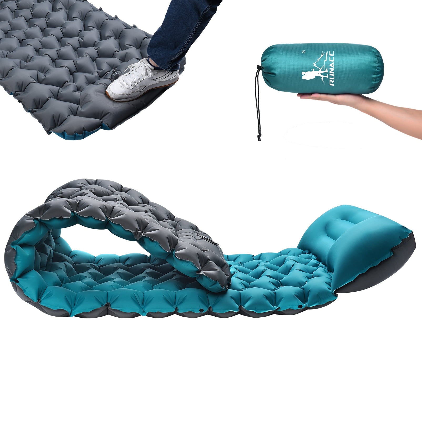 Uarter Inflatable Sleeping Pad - 79 x 28 Inch Waterproof Camping Mattress for Backpacking, Hiking, and Travel - Blue