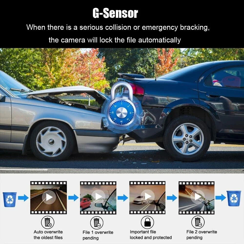 1080P Dual Lens Car Dash Cam with G-Sensor and Front/Interior Cameras