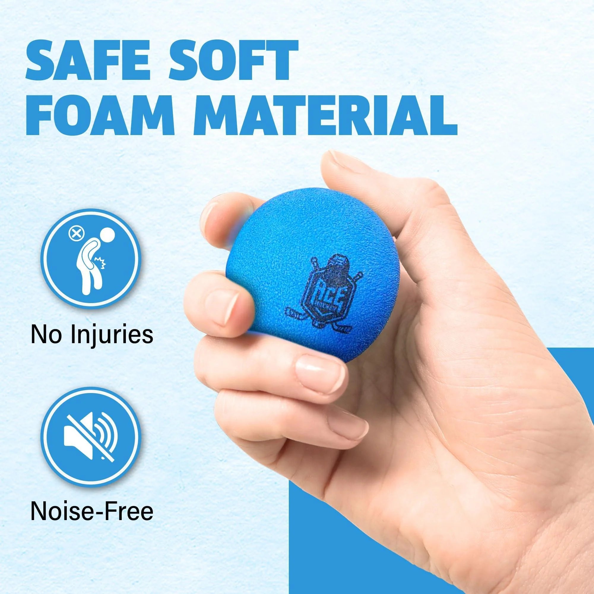 Soft Foam Mini Hockey Balls - Set of 6 for Knee and Floor Hockey, Includes 2 Indoor Balls