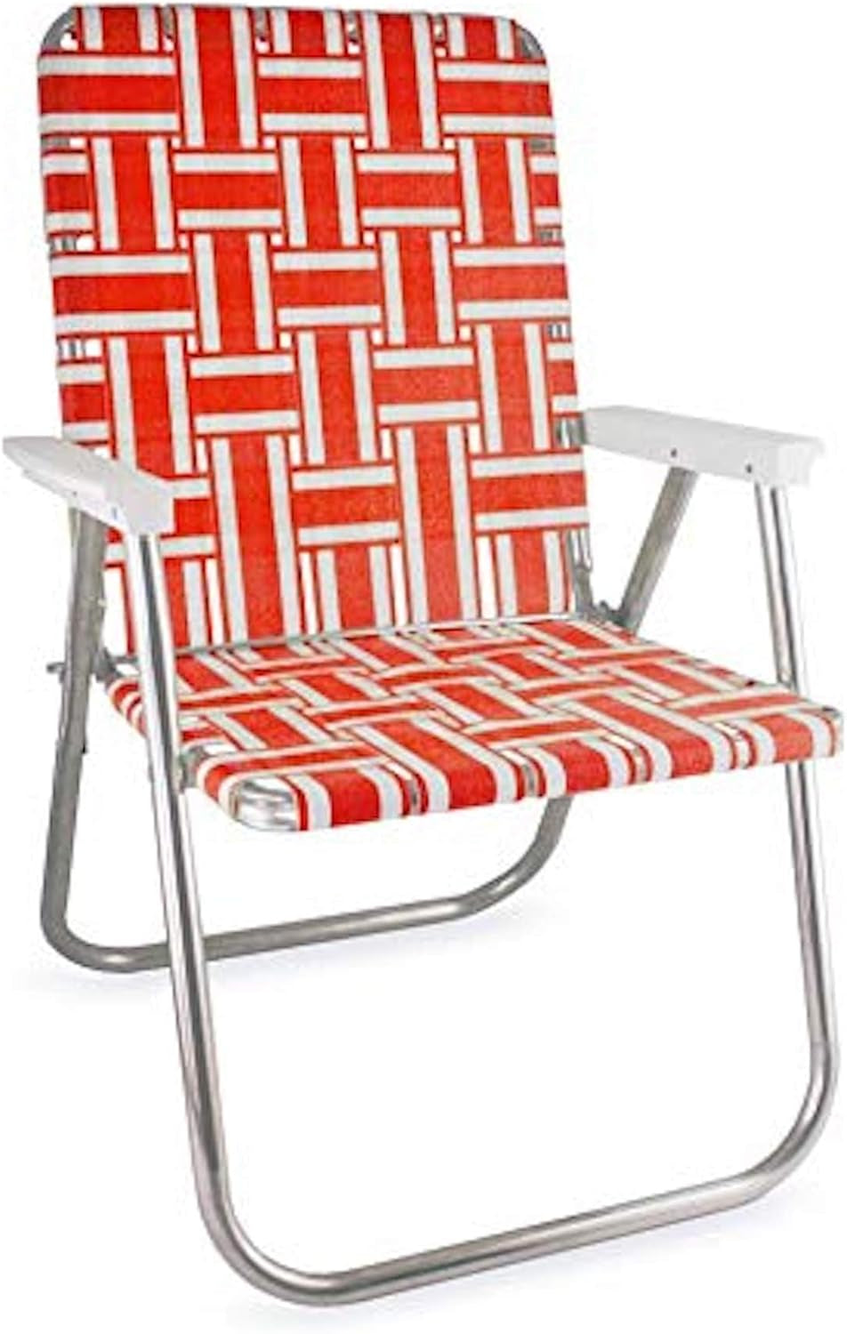 Folding Aluminum Outdoor Patio Chair | Durable Webbed Design for Camping, Sports, Beach, Yard & Tailgating | Lightweight and Portable | Classic Green/Yellow Color
