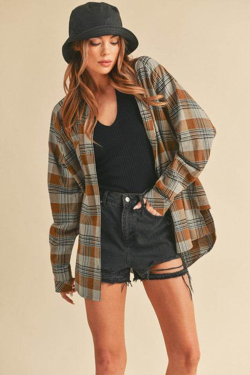 Jocia Plaid Flannel Button-Up Shirt