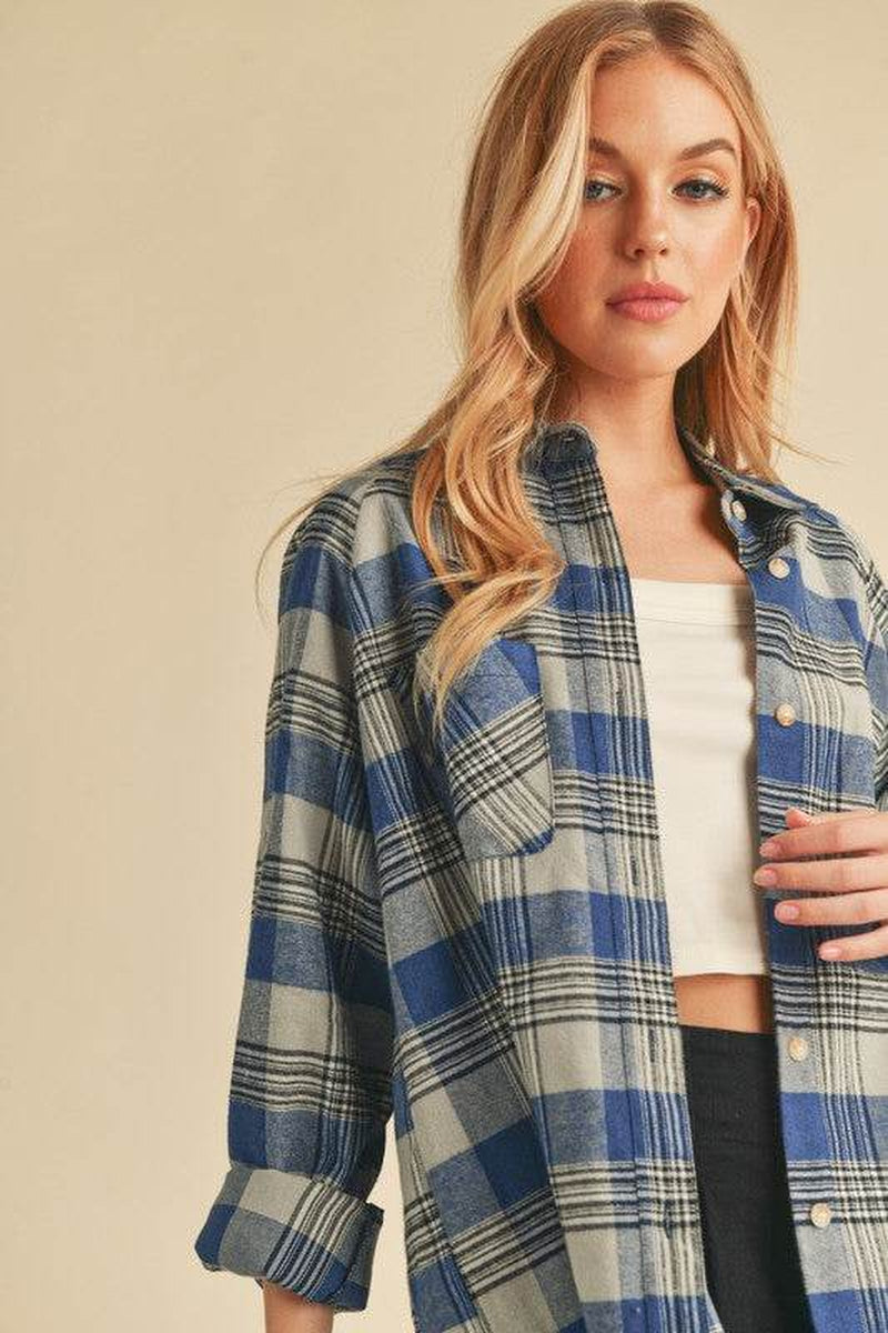 Jocia Plaid Flannel Button-Up Shirt