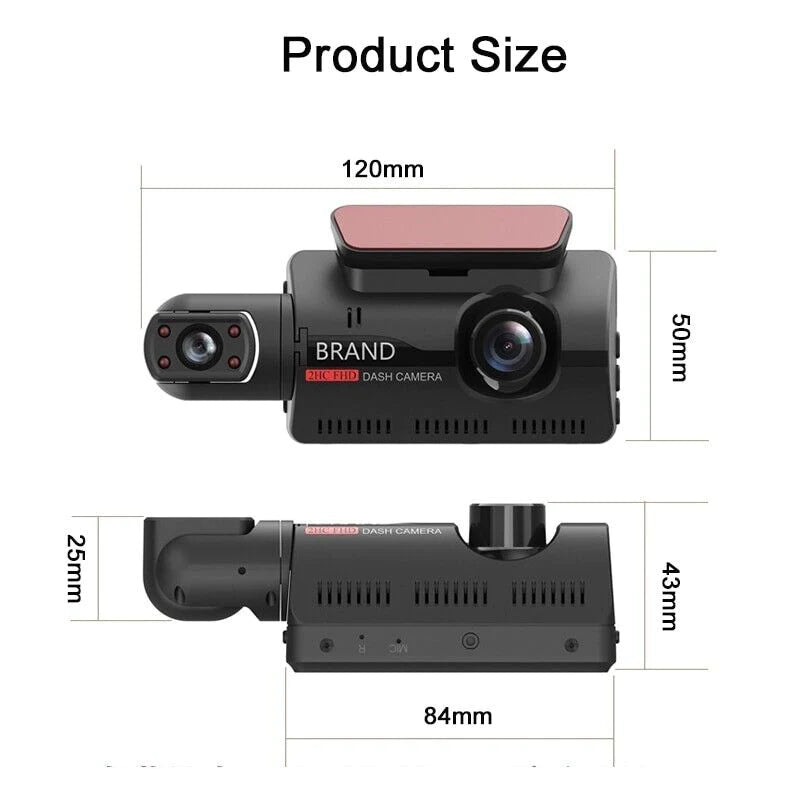 1080P Dual Lens Car Dash Cam with G-Sensor and Front/Interior Cameras