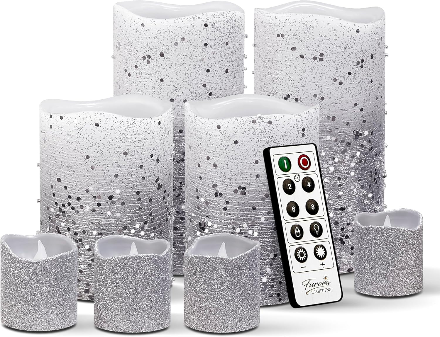 Ivory Real Wax Flameless Candle Set with Remote and Timer, Includes 4 Pillars and 4 Votives, Ideal for Home Décor, Batteries Included