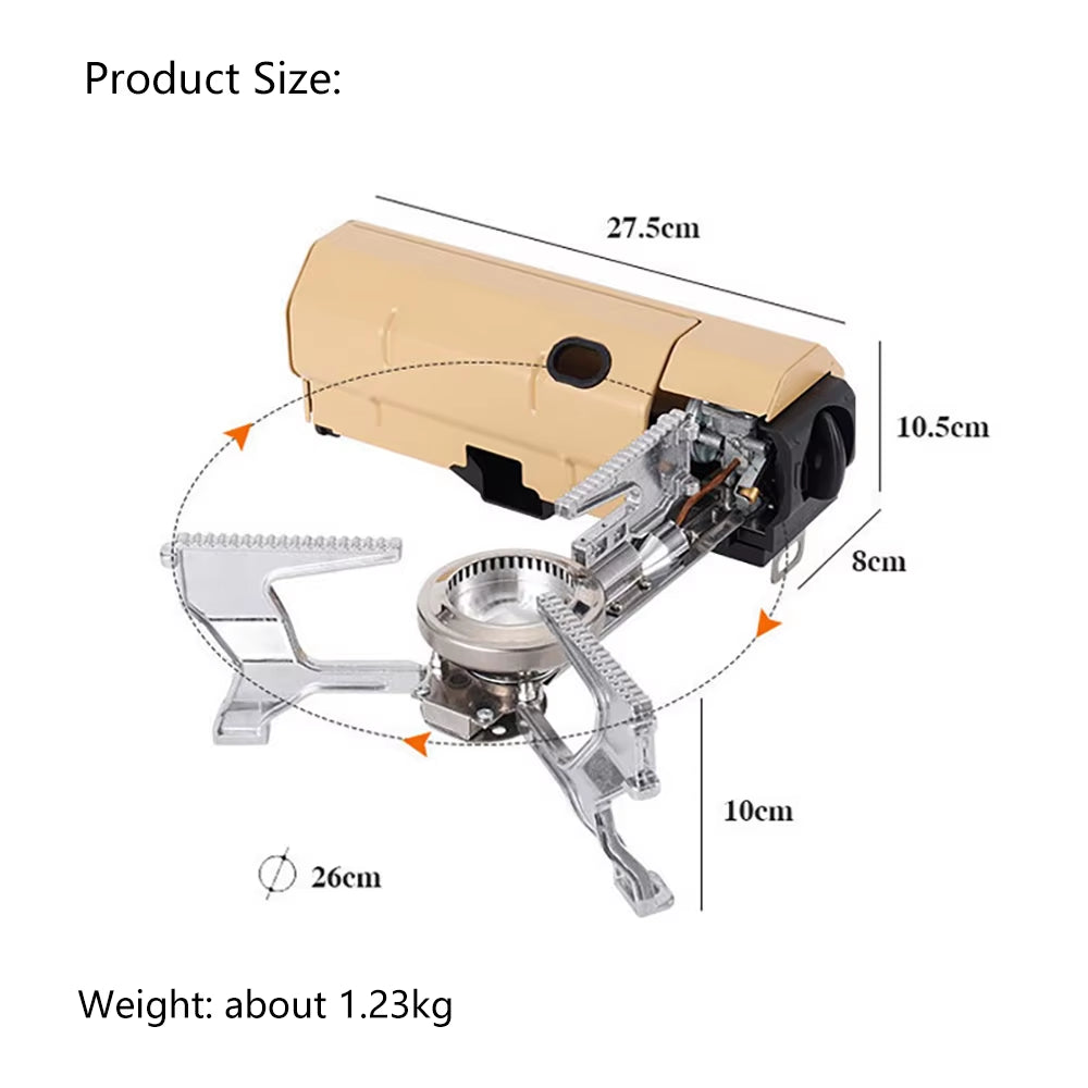 Outdoor Folding Gas Burner Camping Stove 2600W - Ideal for Hiking, Picnics, and Tours